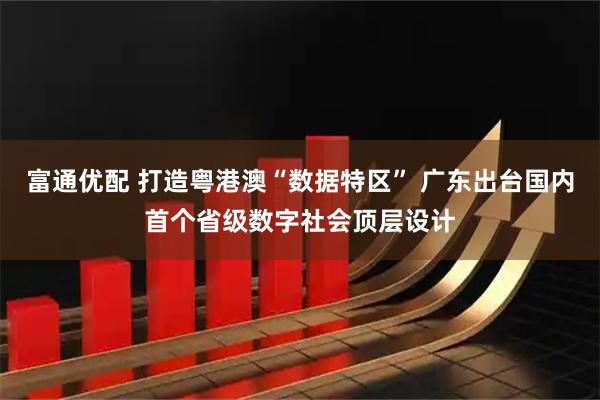 富通优配 打造粤港澳“数据特区” 广东出台国内首个省级数字社会顶层设计